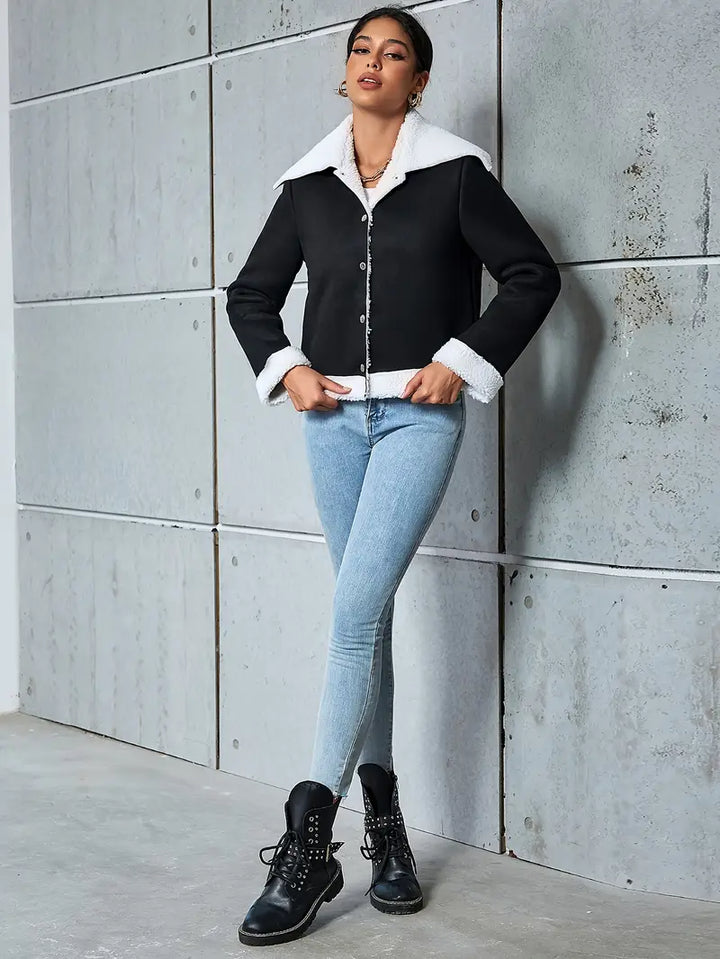 Plüschgefütterte Vintage-Jacke für Damen