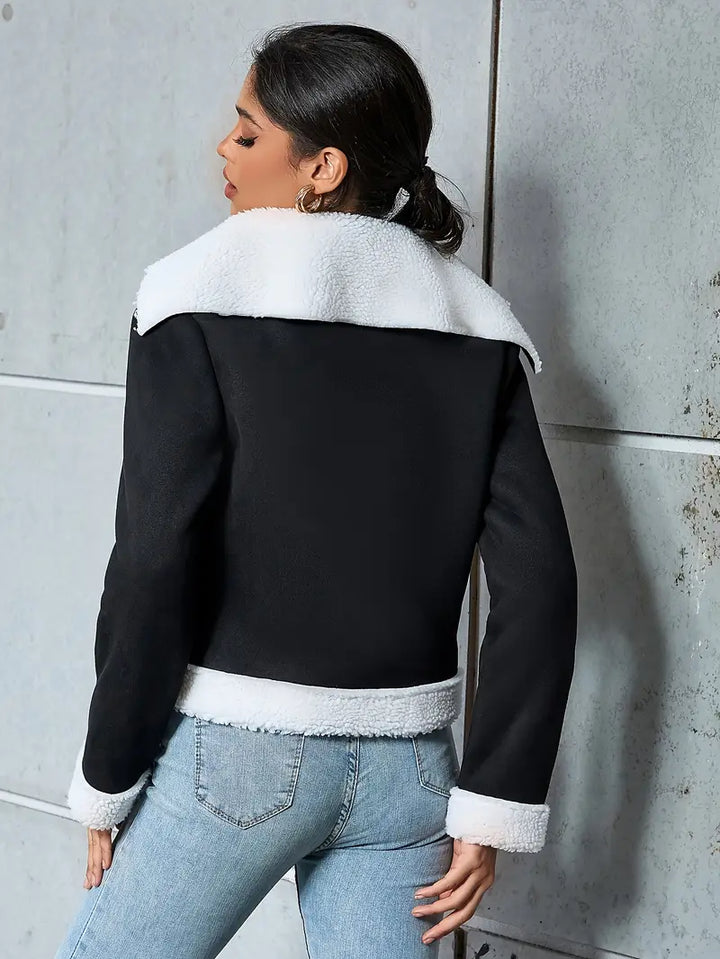 Plüschgefütterte Vintage-Jacke für Damen